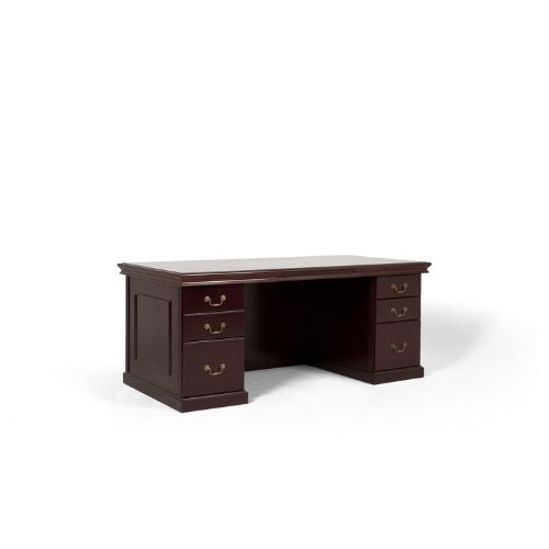 72" Dark Cherry Double Pedestal Desk