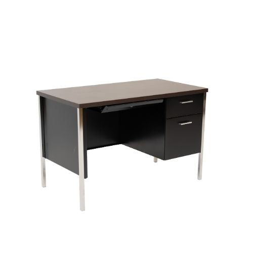 45" Black Metal Single Ped Desk