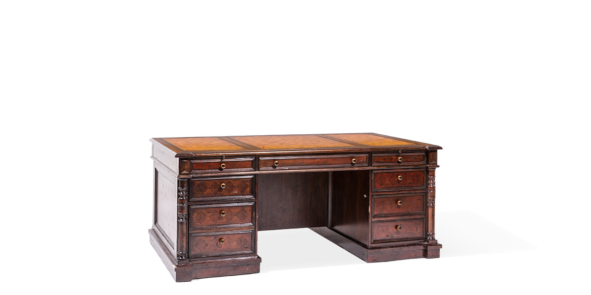 74" Mahogany Desk with Inlay