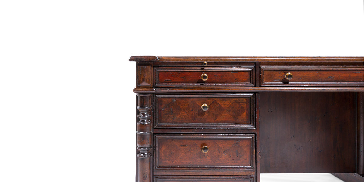 74" Mahogany Desk with Inlay