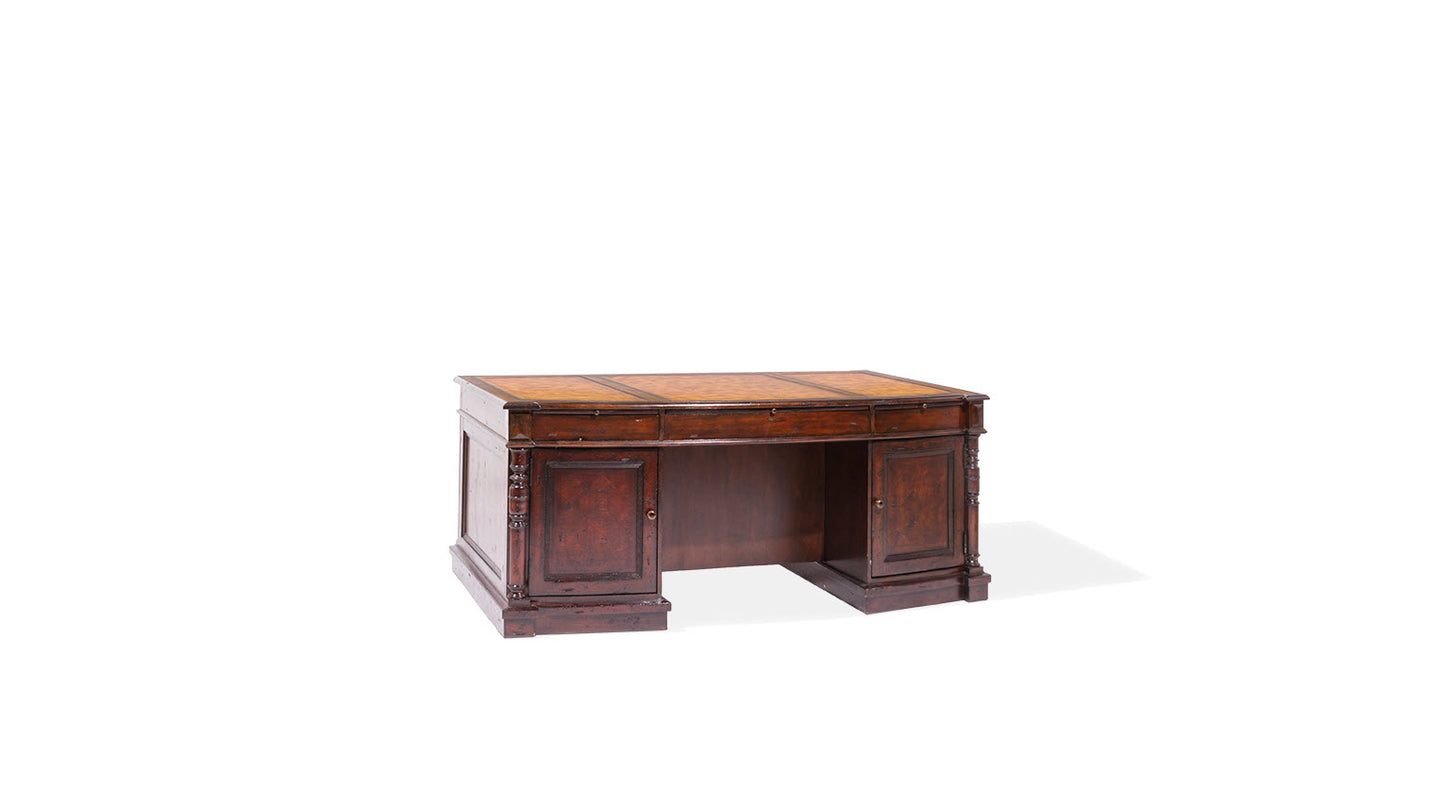 74" Mahogany Desk with Inlay