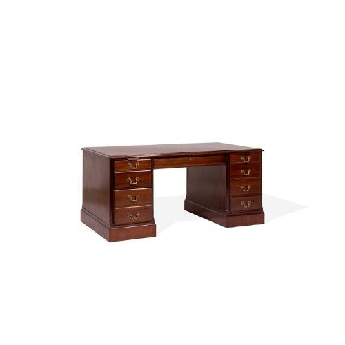 65.5"W Mahogany Double Ped Desk