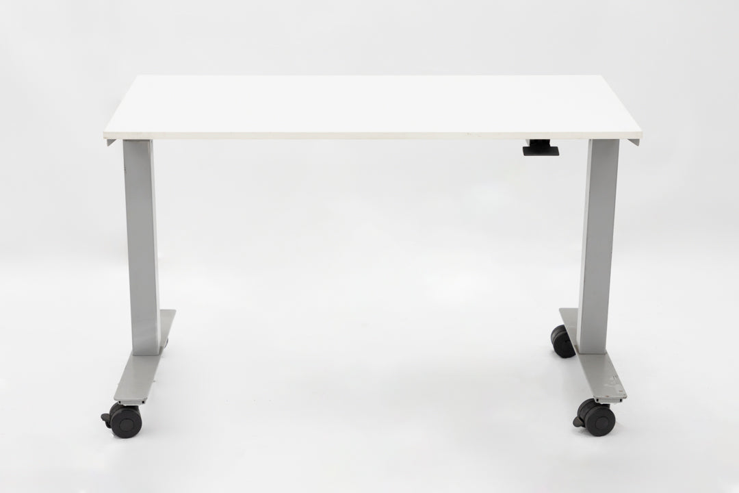 48" Pneumatic Adjustable Desk - White / Silver