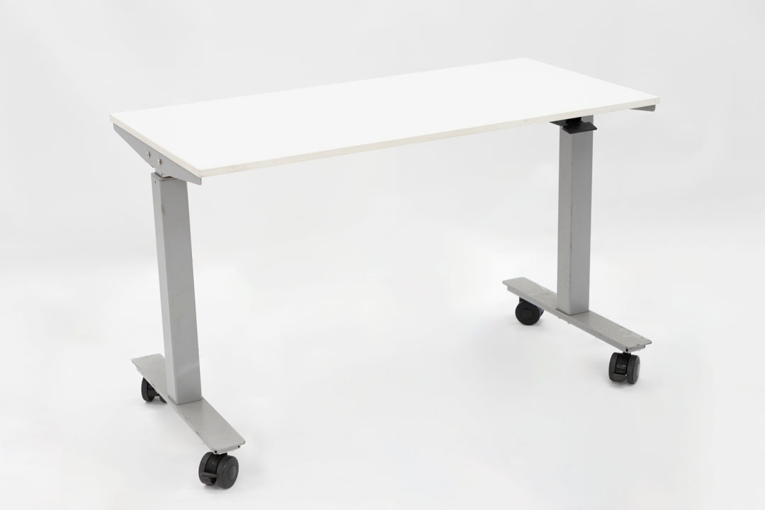 48" Pneumatic Adjustable Desk - White / Silver