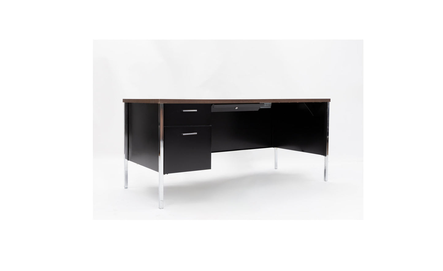 66" Single Pedestal Desk - Black