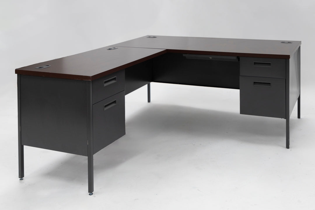 66" x 72" L-Shaped Desk - Grey Metal