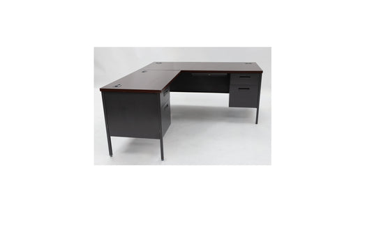 66" x 72" L-Shaped Desk - Grey Metal