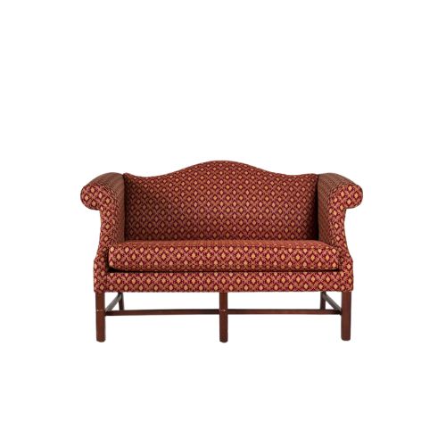 58"W Burgundy Chippendale Loveseat