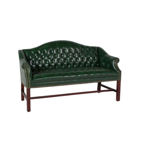 54"W Green Camel Back Loveseat