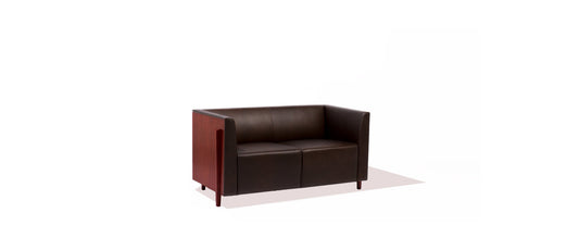 54.5"W Mocha Leather Loveseat