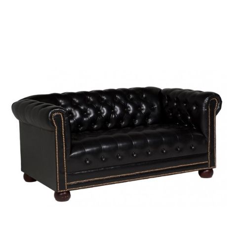 61"W Black Chesterfield Loveseat