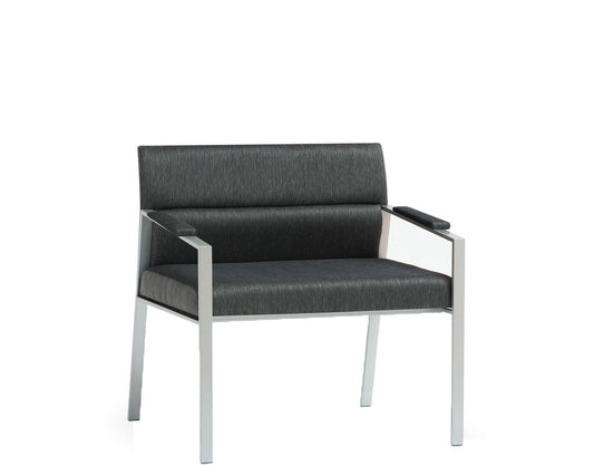 Grey Fabric 2-Seater with Metal Frame