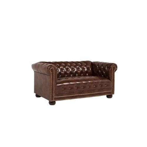 61"W Brown Chesterfield Loveseat