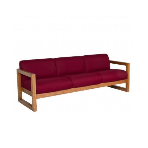 77.5"W Burgundy Fabric Sofa