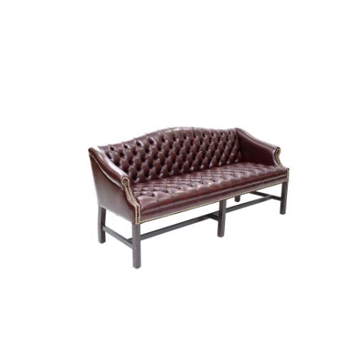 70" Oxblood Camel Back Sofa