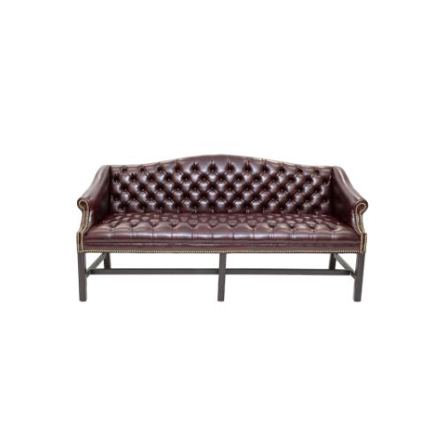 70" Oxblood Camel Back Sofa