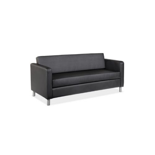 73"W Black Vinyl Sofa