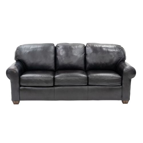 85.5" Black Leather Sofa