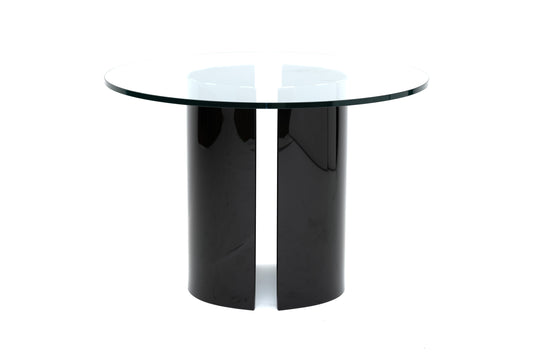 42"W Round Table with Black Glass Base