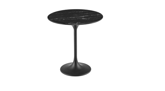 20" Round Faux Marble Side Table - Black
