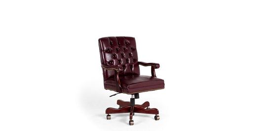 Mid Back Tufted Swivel Chair - Oxblood