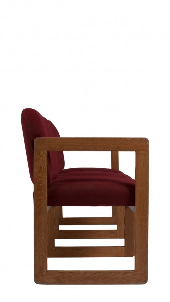 Burgundy Fabric Tandem 3- Seater