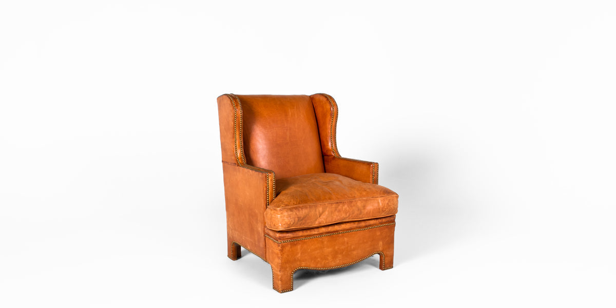 Tan Leather Chair with Nailhead