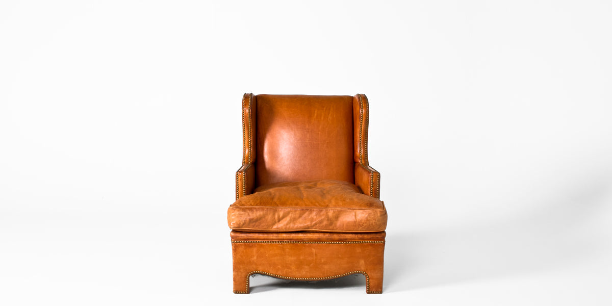 Tan Leather Chair with Nailhead