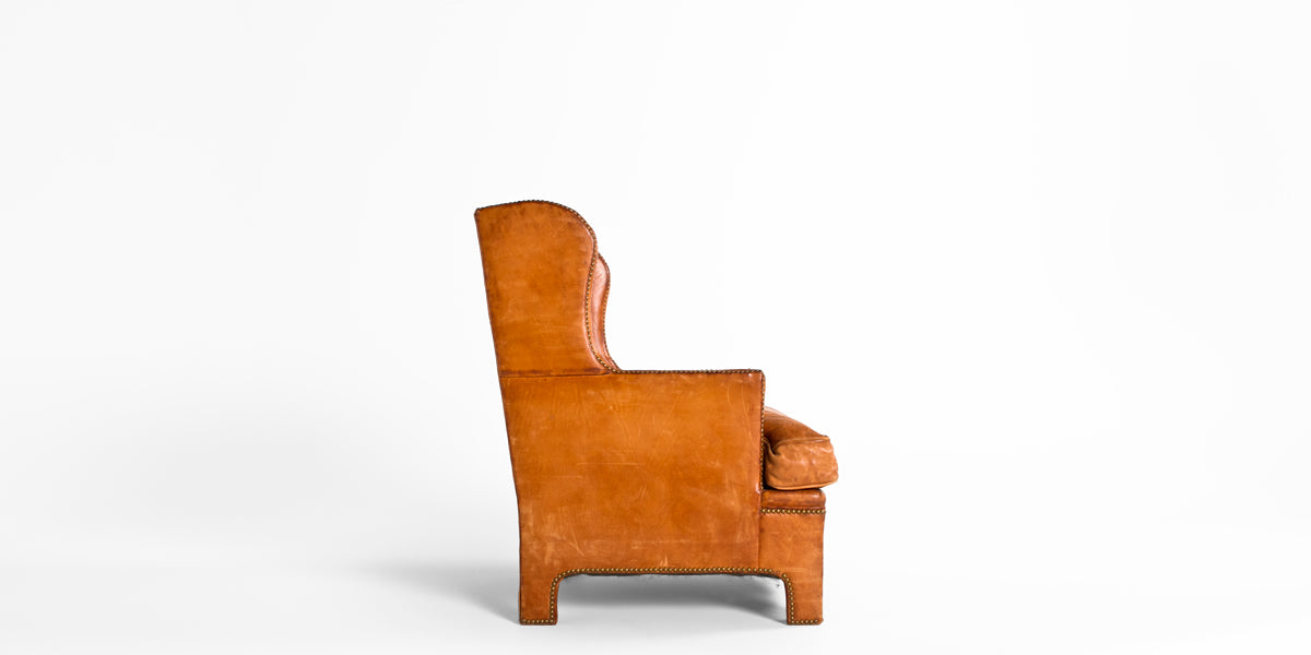 Tan Leather Chair with Nailhead