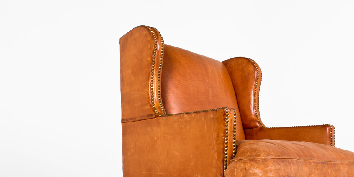 Tan Leather Chair with Nailhead