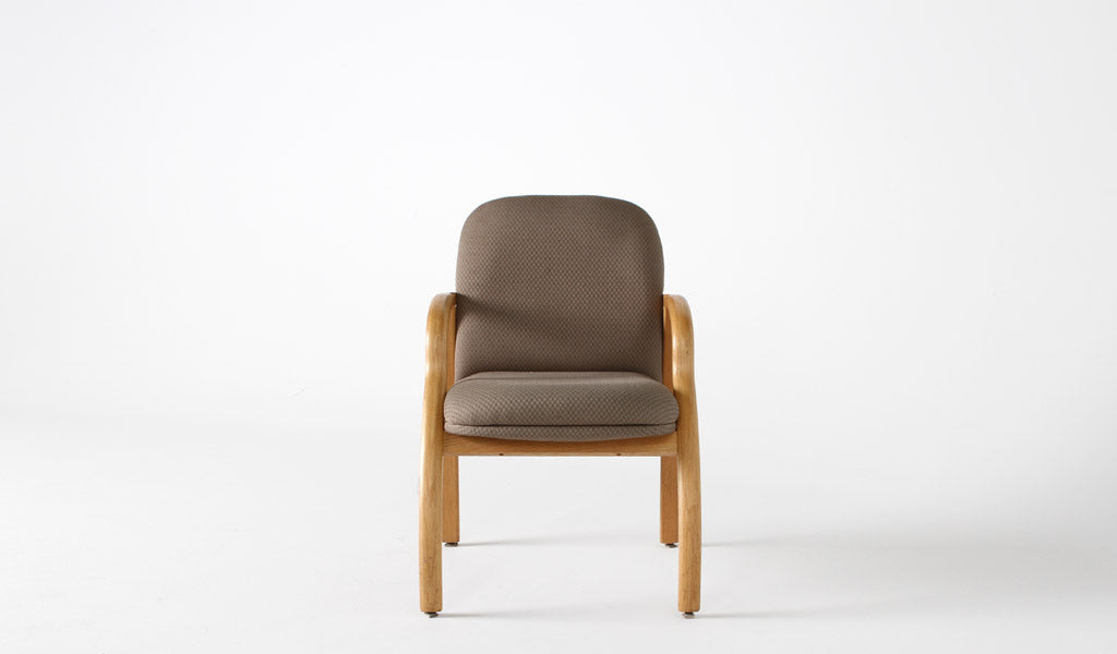 Taupe Chair w/ Light Wood Frame