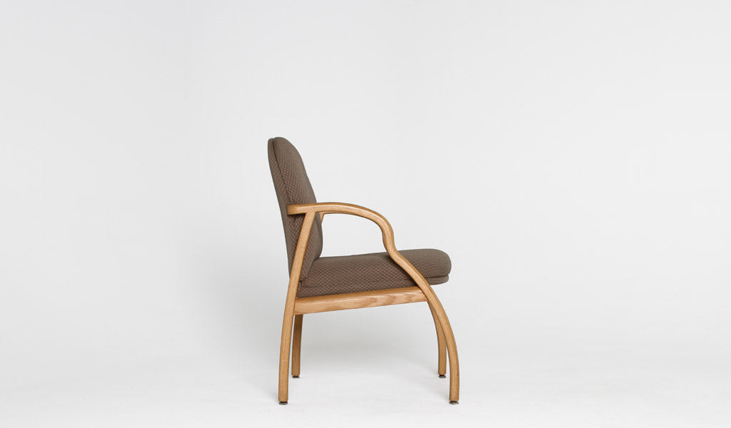 Taupe Chair w/ Light Wood Frame