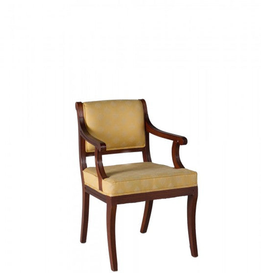 Mahogany Chair w/ Yellow Floral Fabric