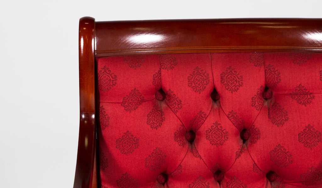 Mahogany Chair w/ Tufted Red Fabric