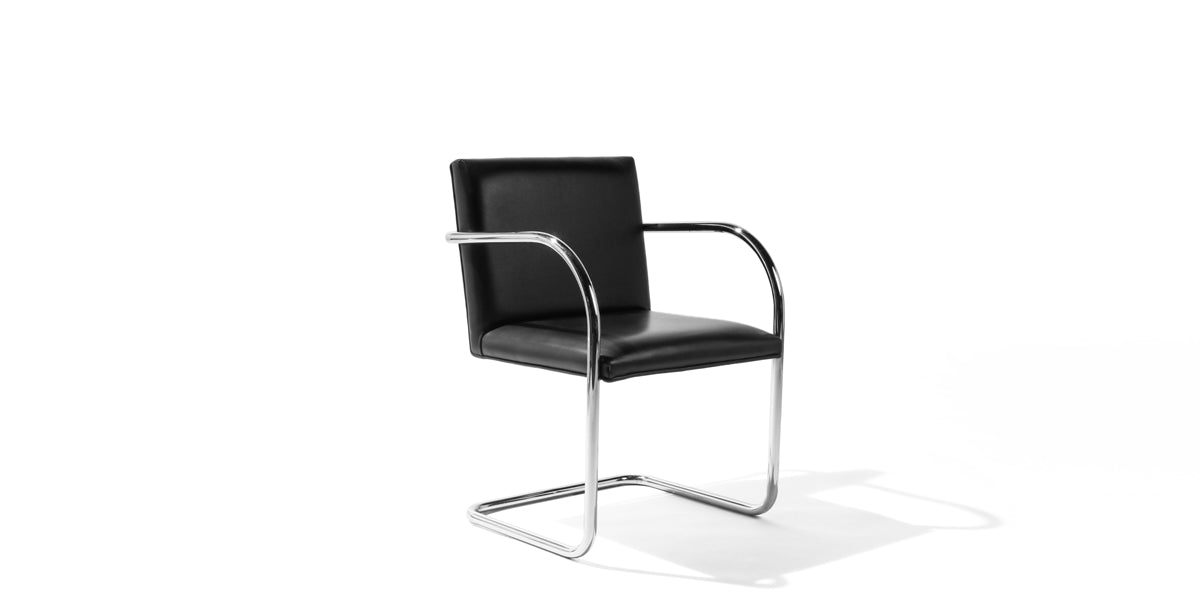 Bruno Tubular Arm Chair / Black Leather