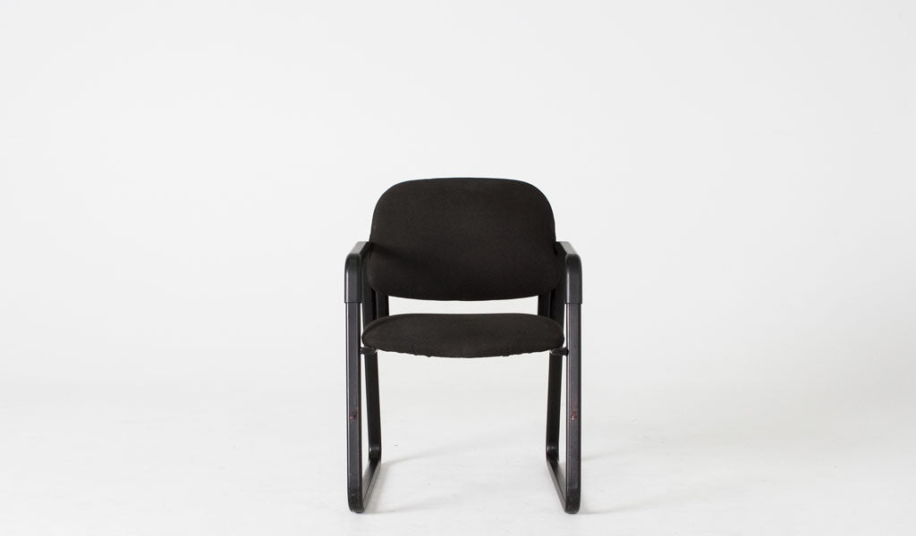 Black Fabric Chair w/ Sled Base
