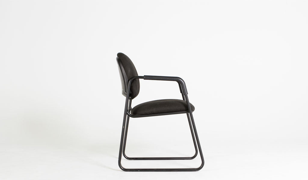 Black Fabric Chair w/ Sled Base