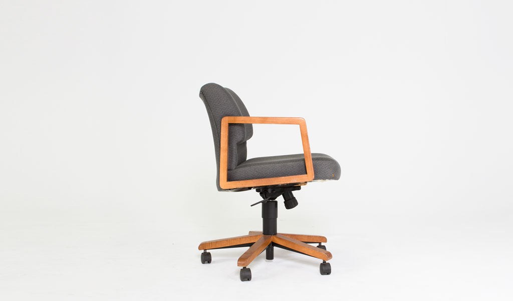 Grey Fabric Task Chair with Oak Arms and Base