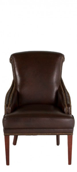 Brown Leather Chair w/Nailheads