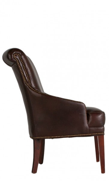 Brown Leather Chair w/Nailheads