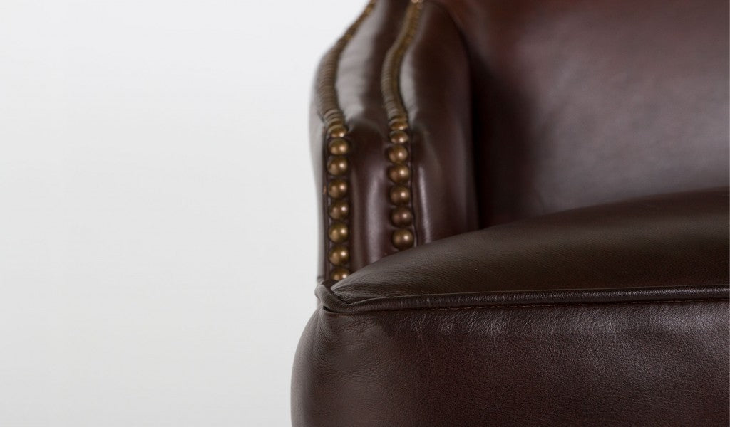 Brown Leather Chair w/Nailheads