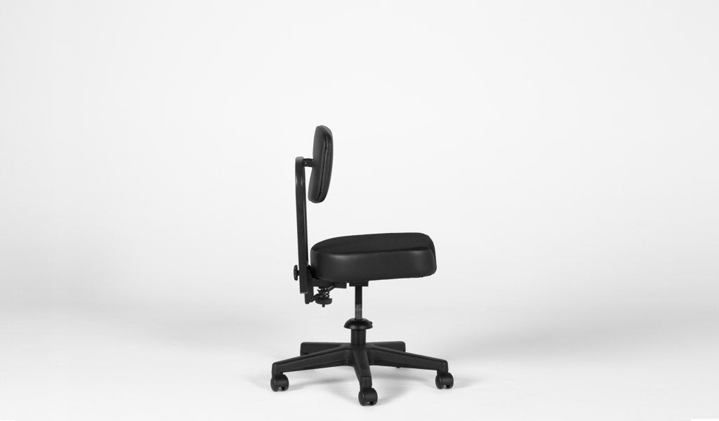 Black Fabric & Vinyl Vintage Armless Task Chair