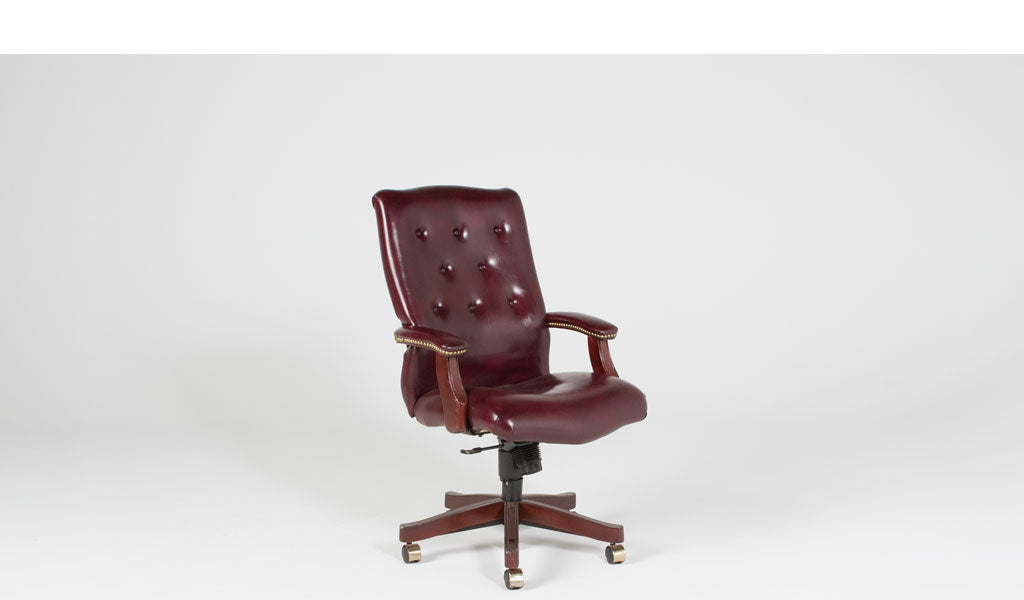 Oxblood Vinyl High Back Chair