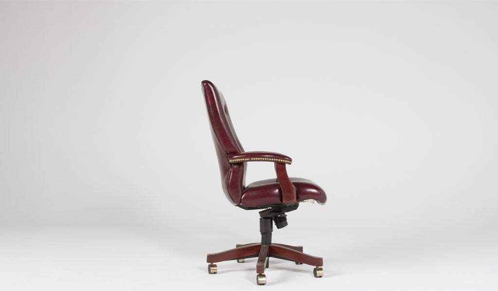 Oxblood Vinyl High Back Chair