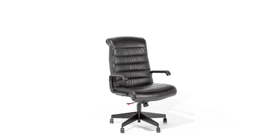 Black Leather High Back Sapper Chair