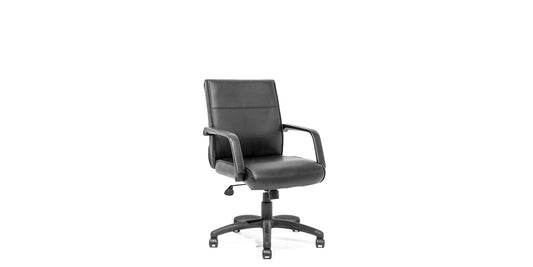 Black Leather Mid Back Chair