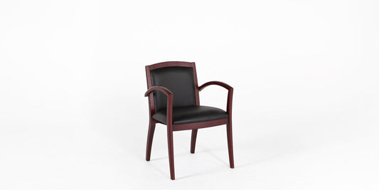 Black Leather Chair w/ Mahogany Frame