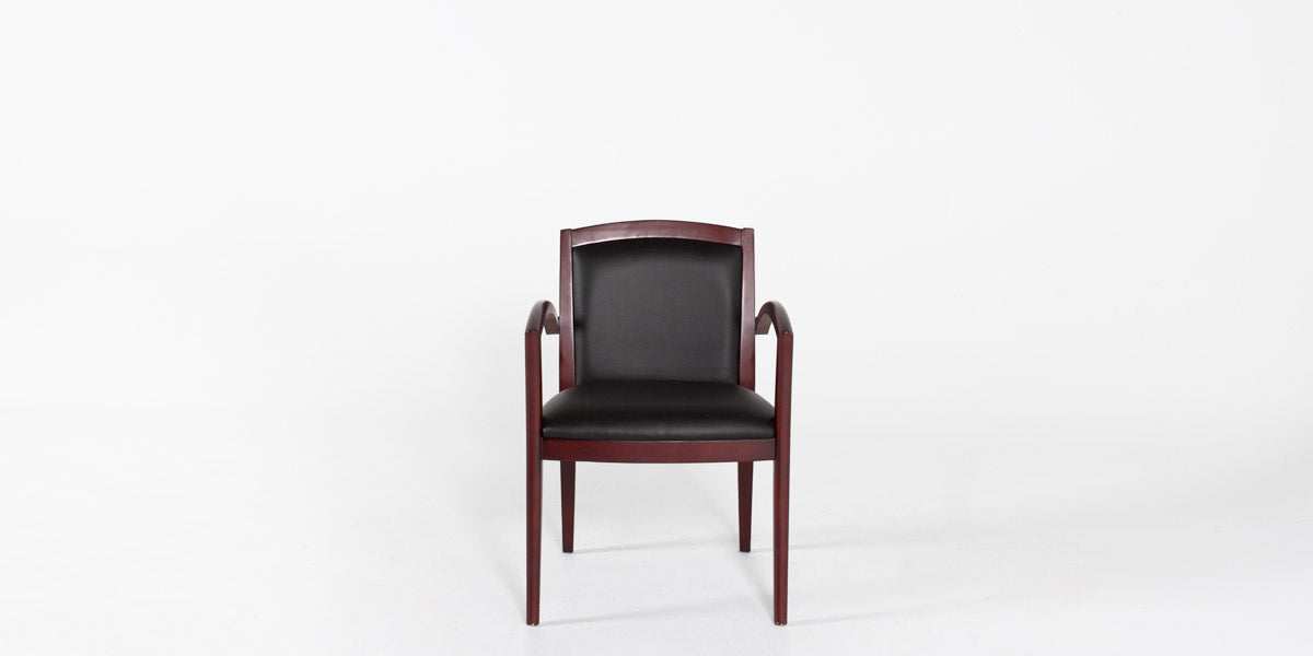 Black Leather Chair w/ Mahogany Frame