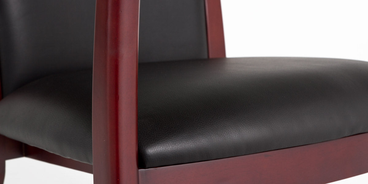 Black Leather Chair w/ Mahogany Frame