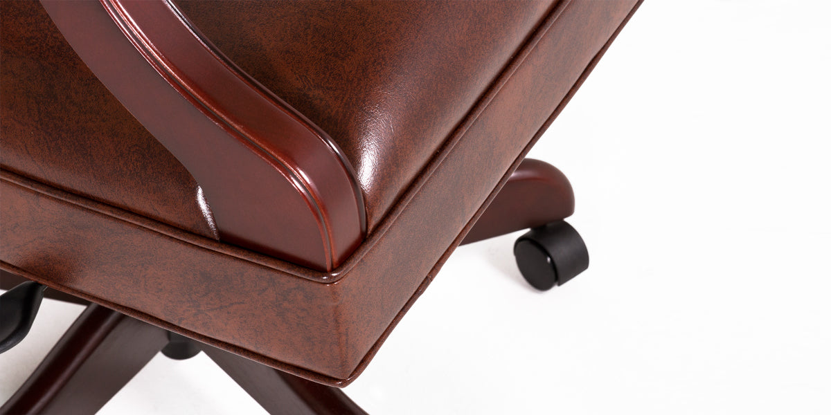 Brown Vinyl Mid Back Chair